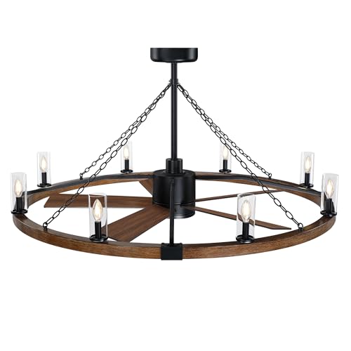 36" Wagon Wheel Ceiling Fan with Lights