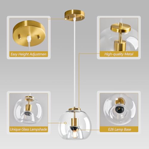 Clear Glass Pendant Lights Kitchen Island (Clear(7.87 in) / 3-Pack)