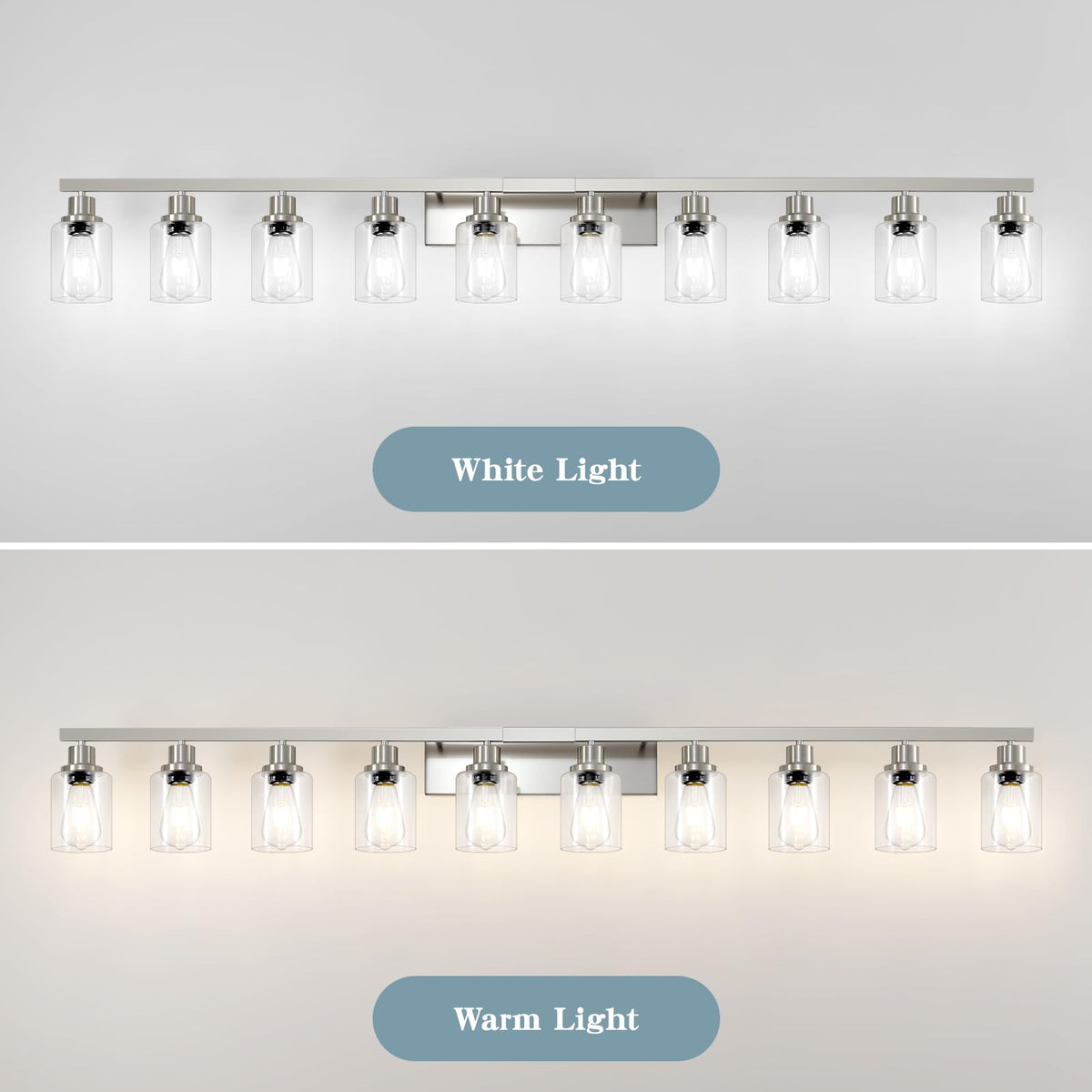 Brushed Nickel Bathroom Vanity Light 10 (Nickel / 10-light)