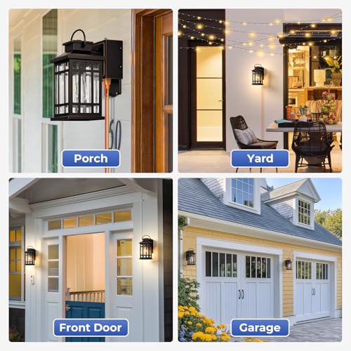 Dusk to Dawn Porch Lights with GFCI Outlet (ORB(Gold Trim) / D2D 2-Pack)