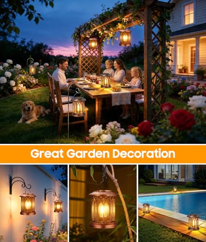 Solar Lanterns Outdoor Waterproof 4 Pack (Classic Copper / 4 Pack)