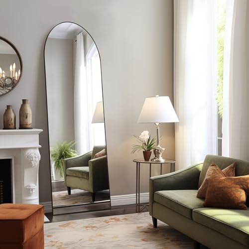 Arched Full Length Floor Mirror (Black-arched / 64"L x 21"W)