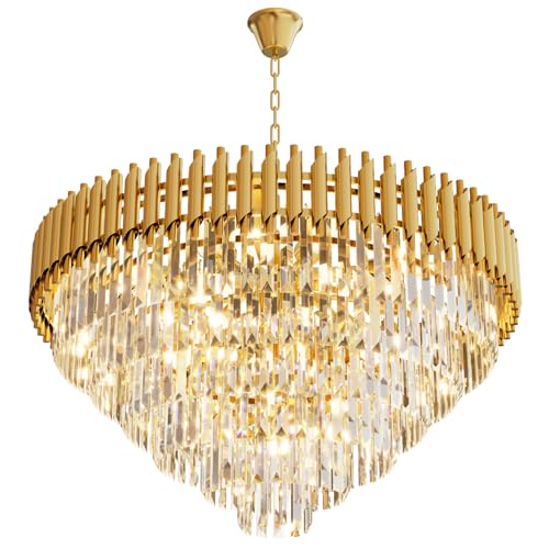 32 inch Gold Crystal Chandelier 6 (D32"XH19.6" Gold)