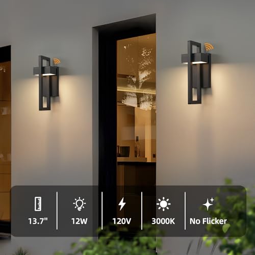13.7'' Dusk to Dawn Outdoor Porch Light (Black - Dusk to Dawn / 13.7inch - 2 Pack)