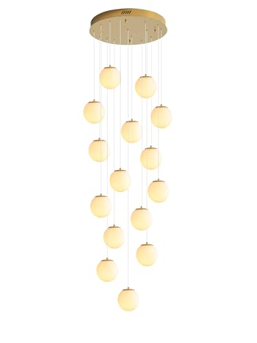 Modern Globe Chandelier Foyer Chandelier for Entryway 15 (Gold-White / Globe 15-Light)