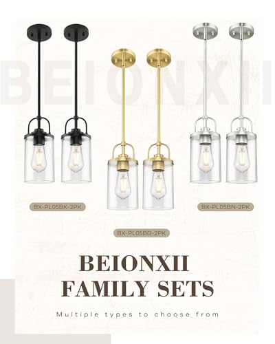 Brushed Nickel Pendant Lights Kitchen Island 2 Pack with Rods (Brushed Nickel / 2 Pack)
