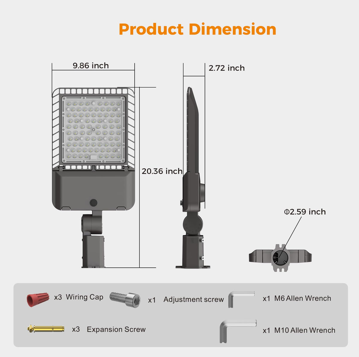 180W LED Parking Lot Light 45000LM Outdoor Street Lights 1 Pack