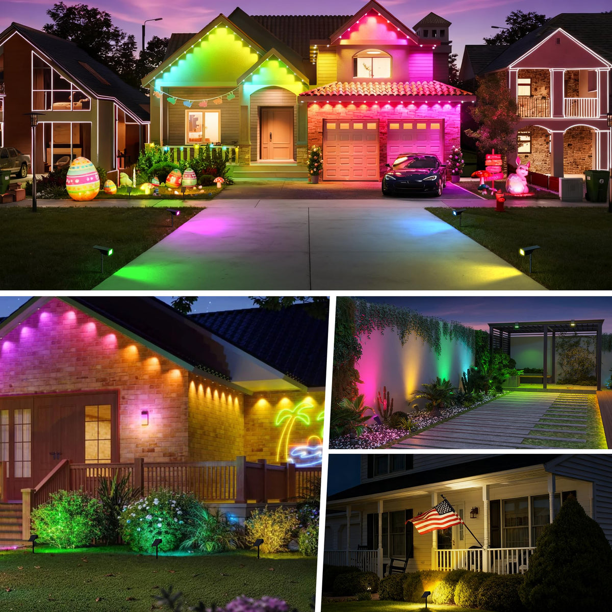 Solar Spot Lights Outdoor Color Changing 12 Pack Halloween Spotlight (RGB (Red, Green, Blue) / 12 Pack)