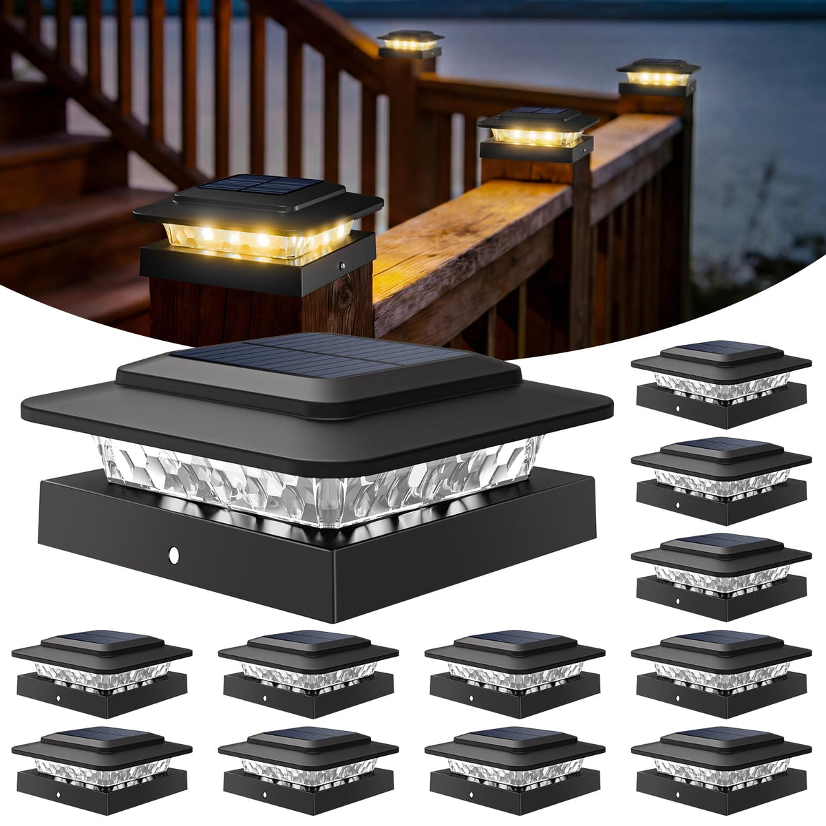 16 Pack Solar Post Cap Lights Color Changing (Multicolor / 16 Pack)