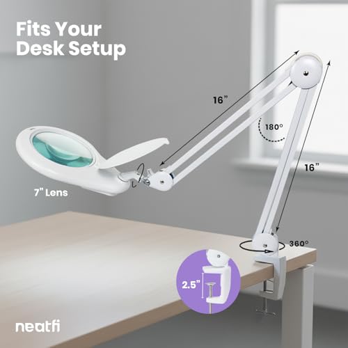 Elite XL HD Super LED Magnifying Lamp (White-3 / 7-inch Lens, Non-CCT with Clamp)