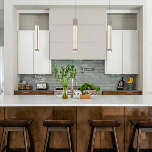 Integrated LED Pendant Lights Fixture (Brushed Nickel / 3 Pack)