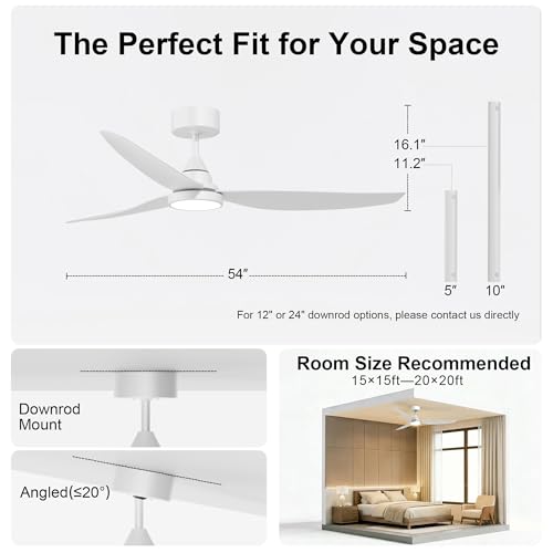 54 Inch Ceiling Fan with Lights (White / 54 inch)