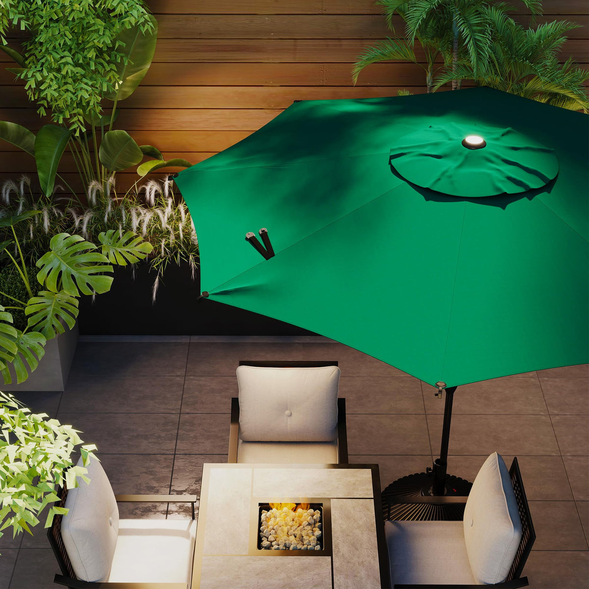 9FT Lyon Outdoor Patio Umbrella Outdoor Table Umbrella with Push Button Tilt and Crank Market Umbrella 8 Sturdy Ribs UV Protection Waterproof for Garden Deck Backyard Pool Dark Green (9 FT(8 Ribs) / Dark Green)