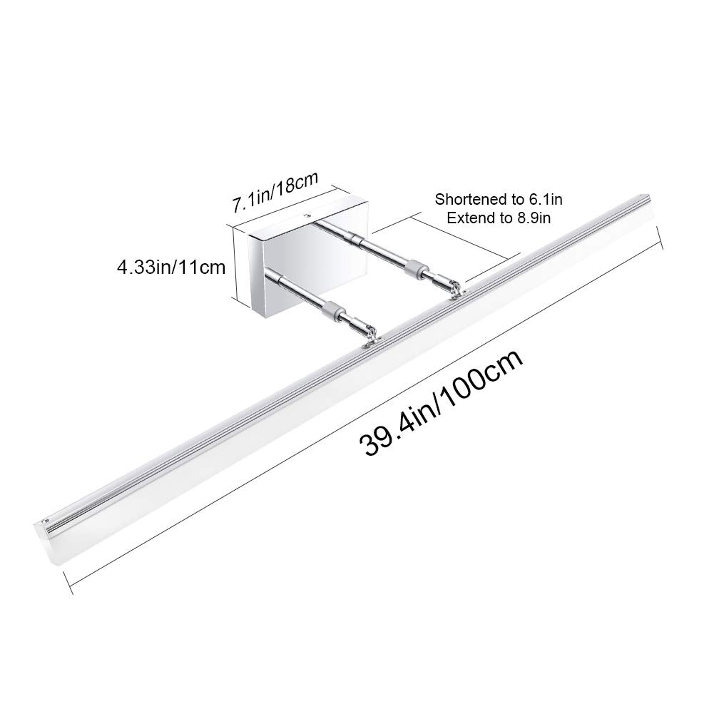 40in Dimmable Modern LED Vanity Lights for Bathroom Light Fixtures Over Mirror Chrome Modern Vanity Lighting (Polished Chrome-D / 40 in)