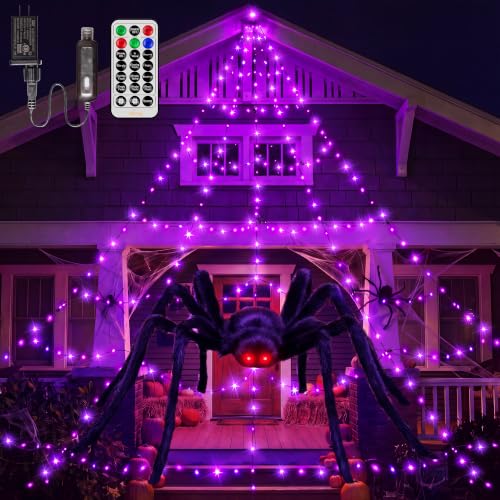 Halloween Web Lights with Spiders