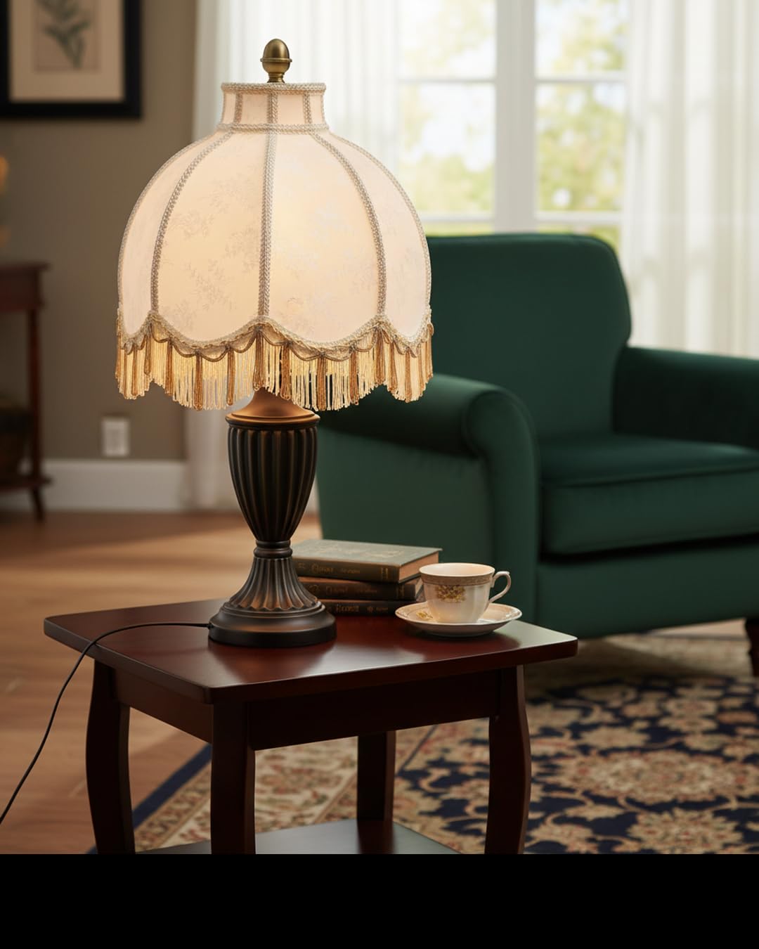 30629 Tranditional Scallop Dome Shape Spider Construction Lamp Shade in Pearl White Linen Fabric (Pearl White & 13" Wide)