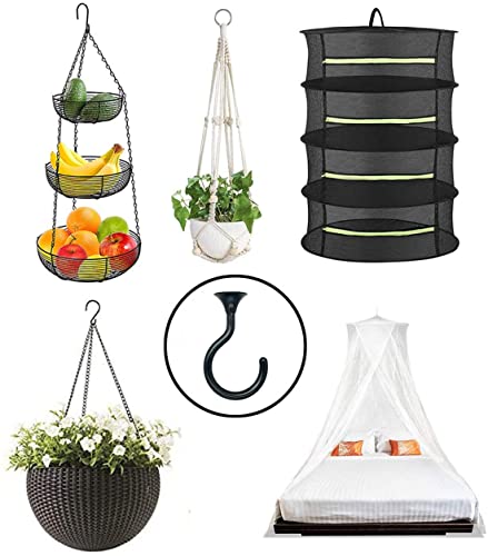 Heavy Duty Ceiling Hooks for Hanging Plants 8 Pack (Black)