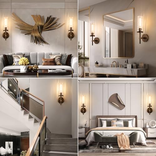 15" Knurled‑Craft Hardwired Bronze Wall Sconce (Bronze-Water Ripples / 15″-2 Pack)