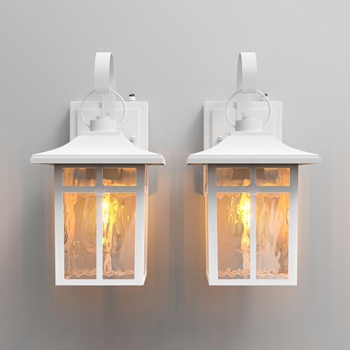 Dusk to Dawn Outdoor Wall Lights (White / 12.75 inch)