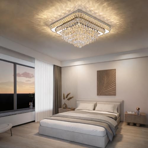 Crystal Chandeliers Modern Led Luxury Flush Mount Ceiling Light 34 (Silver / 34 Inches)