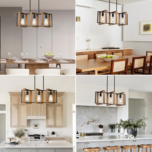 23.6" Kitchen Island Lighting (Wood / 3 Lights)