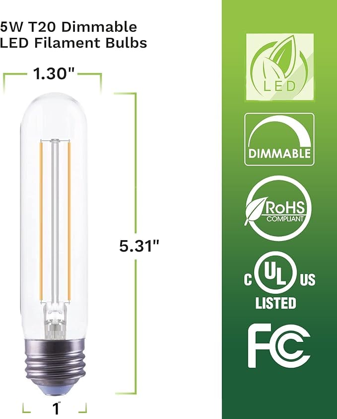 Bioluz 94 CRI T10 Edison Bulbs (12 Pack)