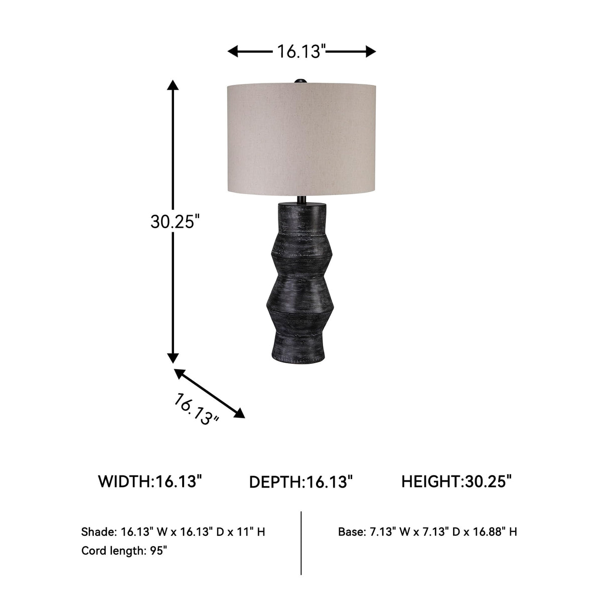 Kerbert Terracotta Table Lamp (Distressed Black)
