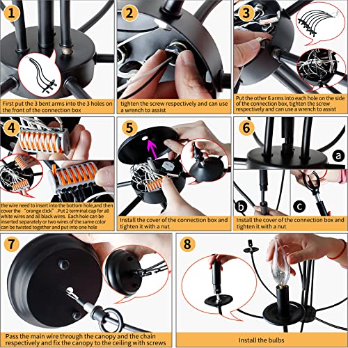 9 Light Black Chandelier (Black / 9 Light)