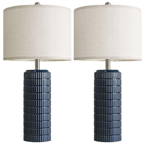 27.5'' Tall Table Lamps for Living Room Set of 2 (Deep Blue)