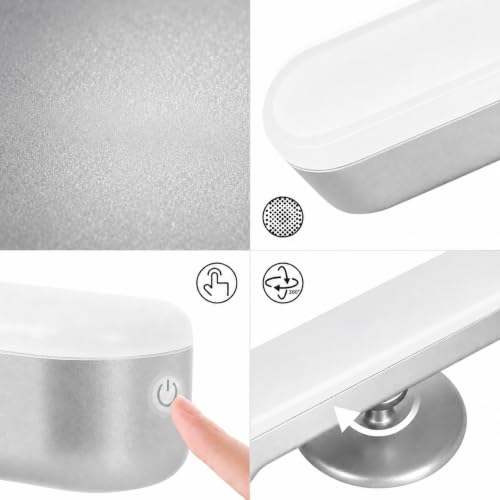 Set of 2 Wireless Vanity Makeup Lights for Mirror (Silver)