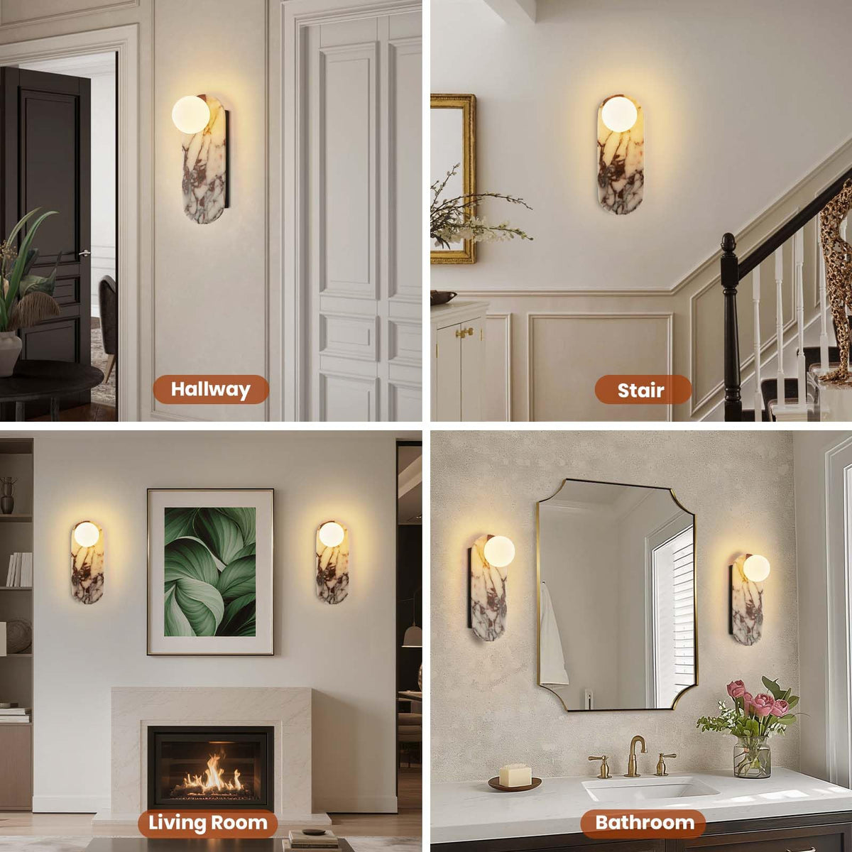 Natural Alabaster Wall Sconce (Natural White / 1 Pack)