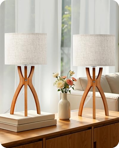 Table Lamps Set of 2 (Beige + Yellowish Brown)