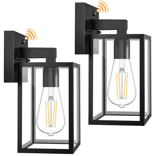 2 Pack Dusk to Dawn Outdoor Wall Light Fixtures (Black)