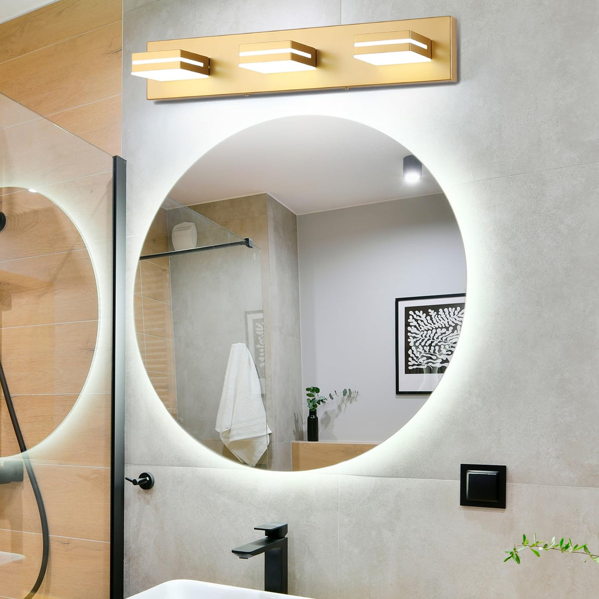 LED Modern Bathroom Vanity Light Fixtures (3-Light, 24-Inch / Gold, White)