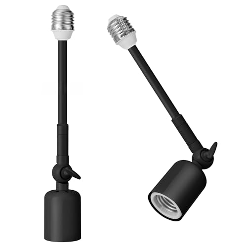 2 Pack Heavy Duty Light Socket Extender (Black / 10inch)