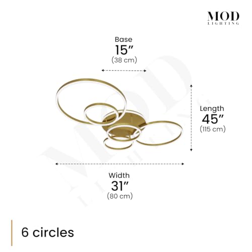 Chloe Flush Mount Ceiling Light (Metallic Gold / 6 Circles / Warm White)