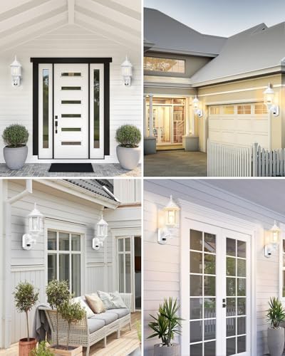 Motion Sensor Outdoor Wall Light Fixtures (2 Pack - White)