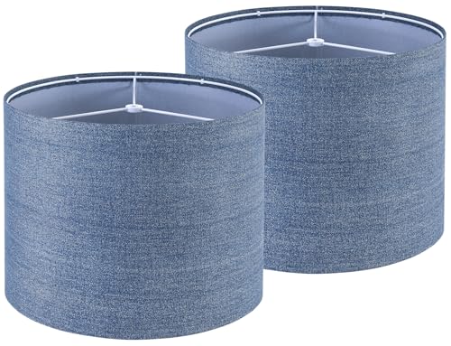 Light Blue Denim Fabric Drum Lamp Shade 13"x13"x10" Assembly Required Lampshade for Table Lamp (13*13*10 1 Pack / Light Blue)