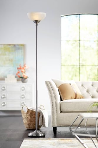 Maddox 71" Tall Satin Nickel Torchiere Floor Lamp