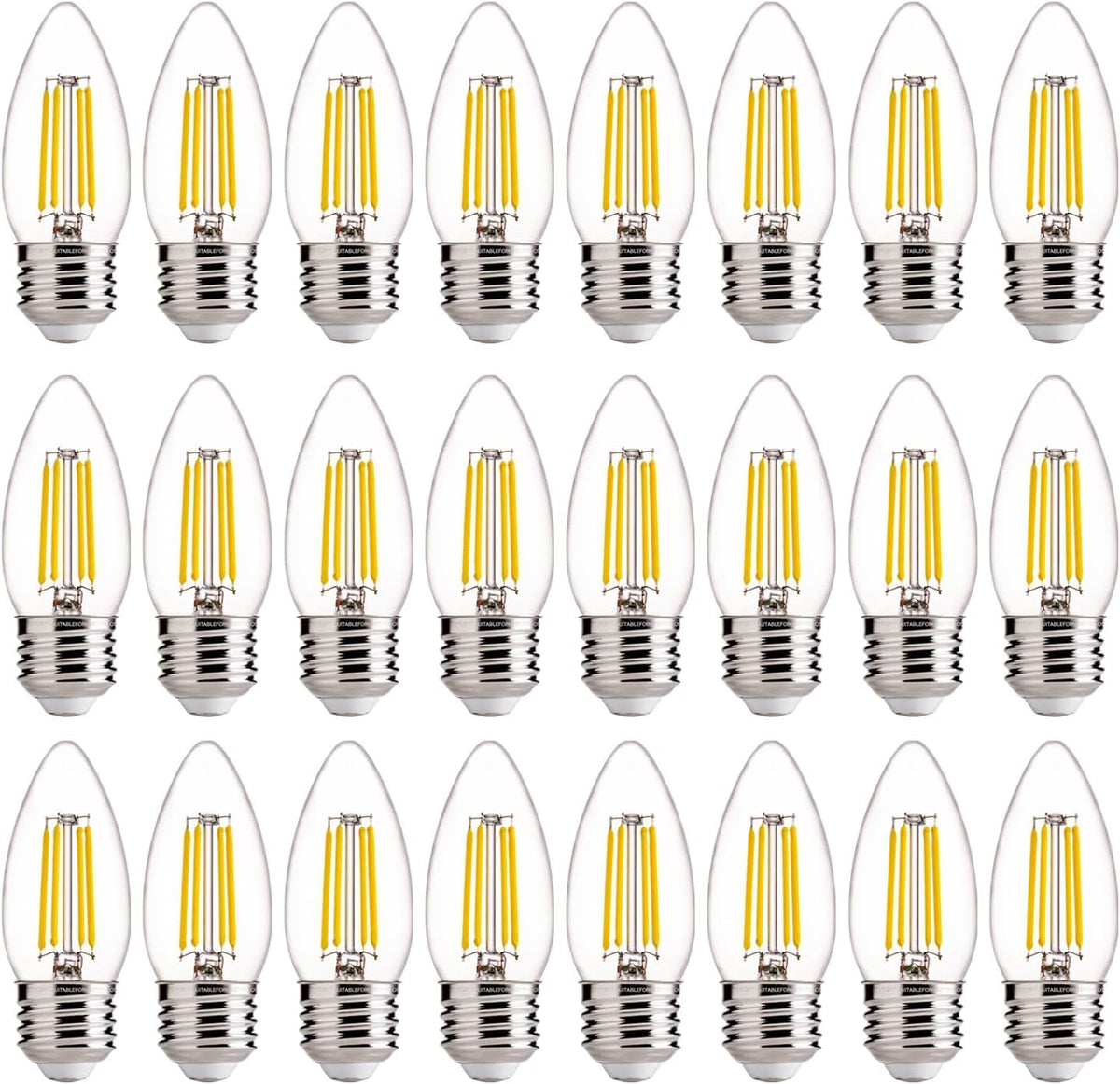 Dimmable LED Candelabra Bulbs (60w Warm White 550lm / 24 Count (Pack of 1))