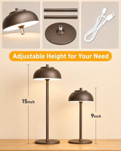 Cordless Table Lamps Rechargeable (Brown-Set of 2)