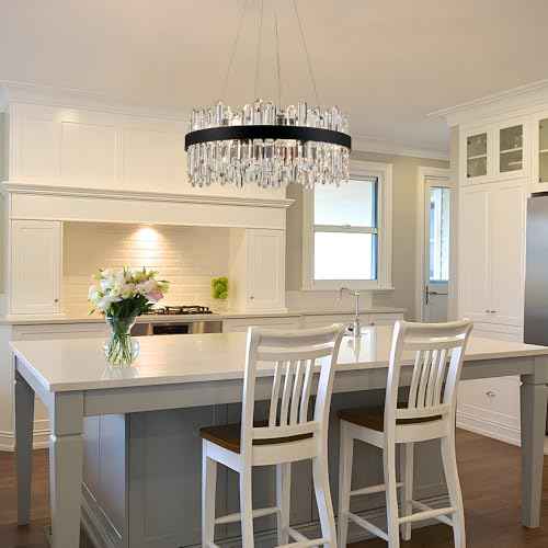 Black Modern Oval Crystal Chandelier (Black / Round D23'')