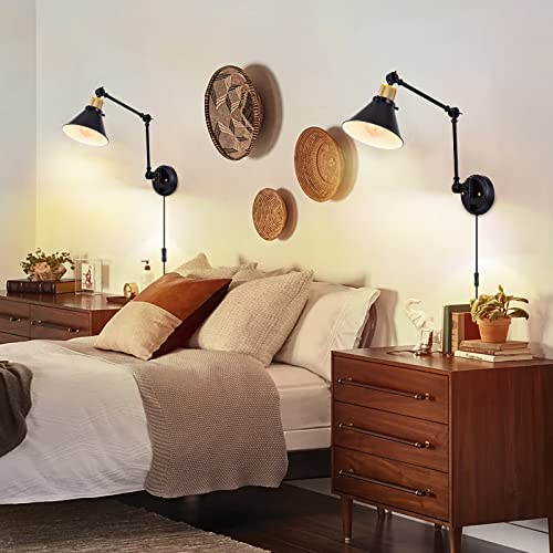 Wall Sconce Plug in (Black / 1 Pack- (Switch))
