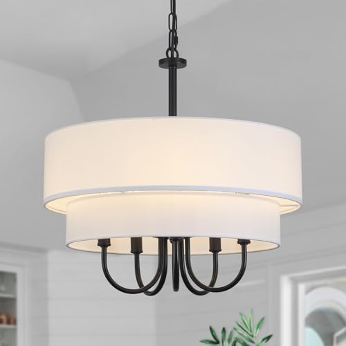 Drum Chandelier with Shades 5 Light 2