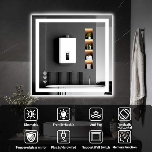 LED Bathroom Mirrors 32"x32" Bathroom Mirror with Lights for Wall (32"L x 32"W)