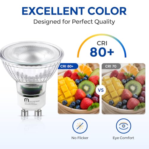 Dimmable GU10 LED Light Bulbs (10 Count (Pack of 1) / 2700k Soft White -5.5w)