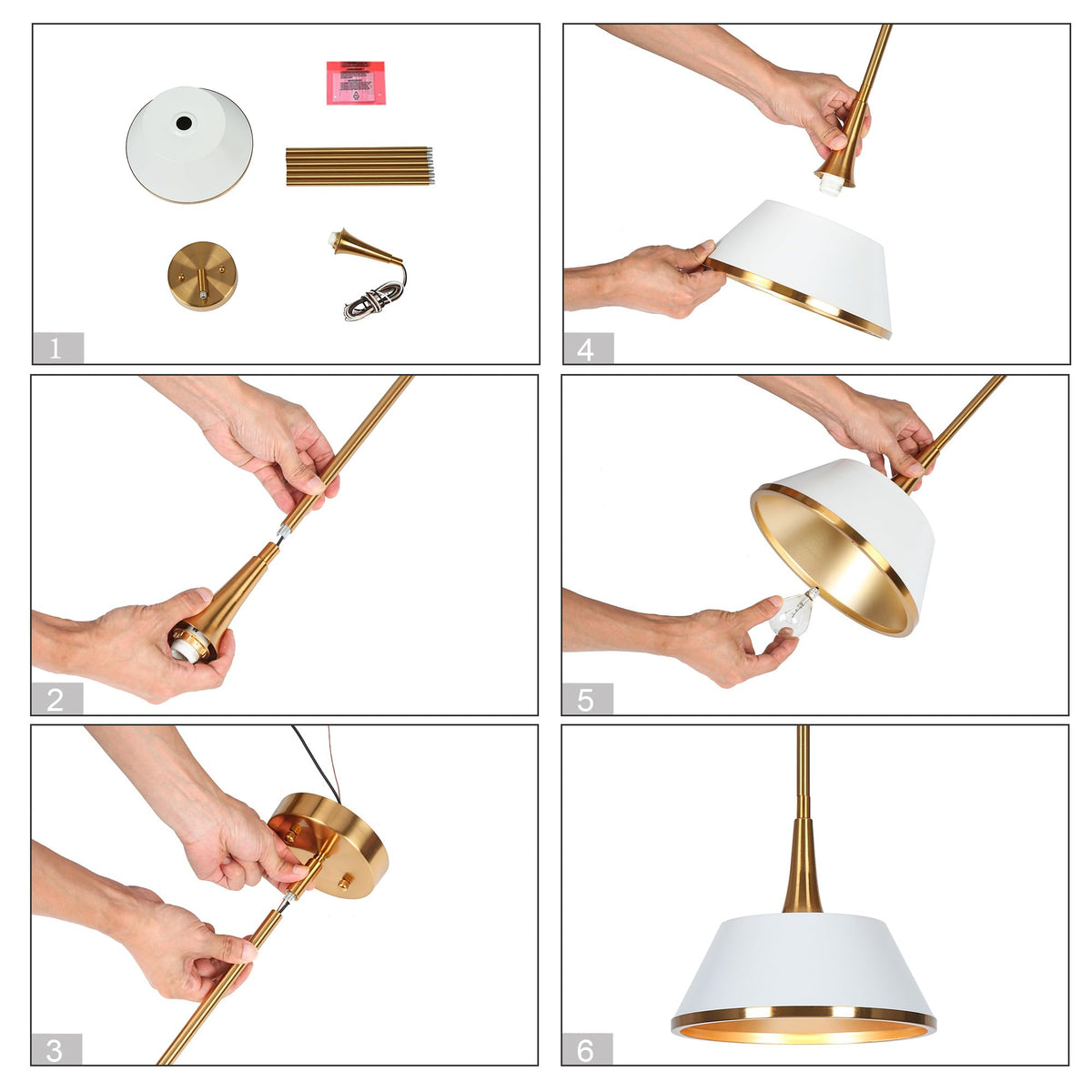 Pendant Lights Kitchen Island (9.2" D x 8" H / White and Gold)