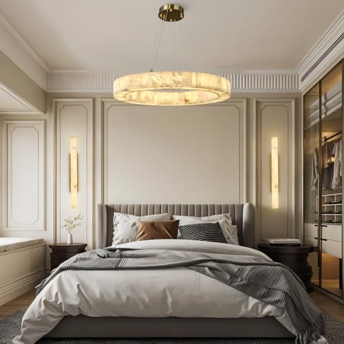 Alabaster Round Chandelier (5-Gold-30.5in / 30.5 in)