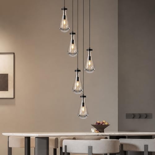 Raindrop Pendant Light Fixtures of 5 Lights (Black / 5 Head)