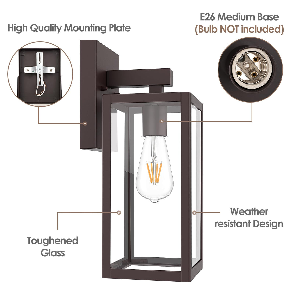 Outdoor Wall Light Fixture (Dark Chocolate / X-Large)